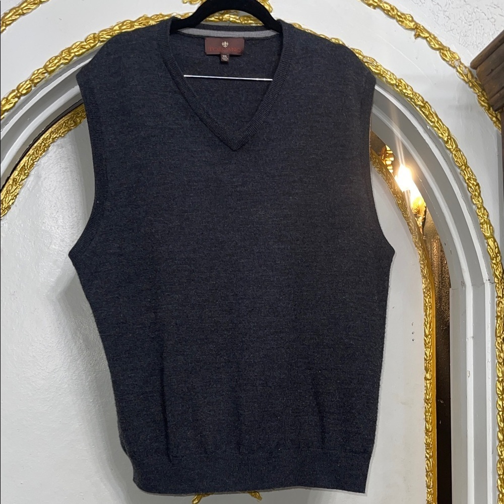 TOSCANO 100% Merino Wool Sweater Vest | Dark Gray | XXL - Picture 2 of 6